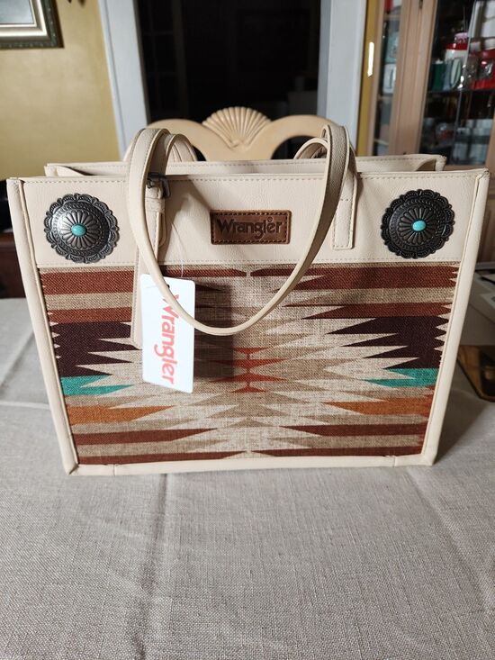Wrangler Handbags - Wrangler Southwestern Aztec Faux Leather Tote Bag
